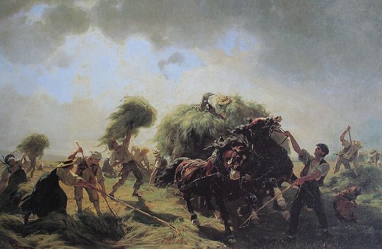 Rudolf Koller Heuernte bei drohendem Gewitter oil painting picture